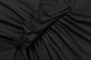 Ruched long sleeve solid gloves round neck maxi dress