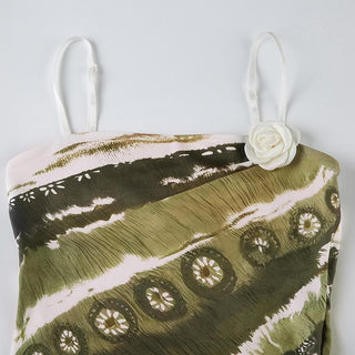 Print flower applique adjustable cami top