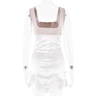 Square neck contrast ruched cami mini dress