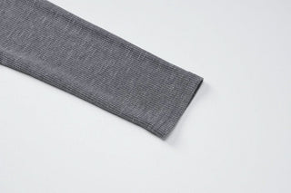 Turnover collar long sleeve slit self tie midi dress