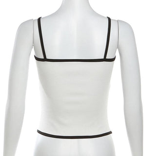 U neck hollow out bowknot stitch cami cut out top