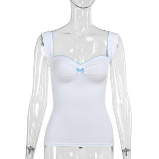 Ruched bowknot lace hem cami top