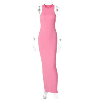 Ribbed solid sleeveless crewneck maxi dress