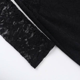 Off shoulder long sleeve o ring lace hollow out cut out mini dress