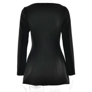 Long sleeve bowknot solid mini dress-final-sale