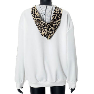 Hoodie long sleeve leopard print pocket top