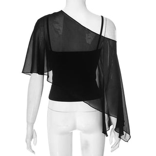 U neck mesh shrug 2 piece cami top