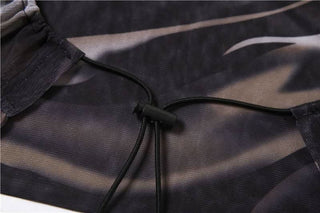 Long sleeve crewneck mesh backless crop top