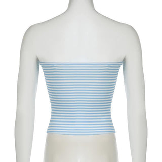 Striped print backless tube top