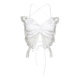 Butterfly embroidery cross back cami top