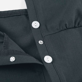 Square neck lace hem button ruched backless top