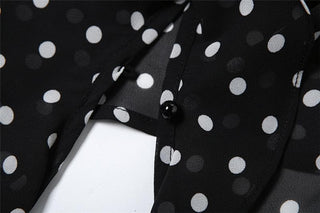 Halter polka dot ruffle chiffon 2 piece see through top