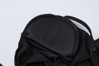 Long sleeve padded backless ruched maxi dress