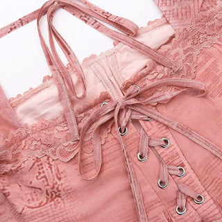 Long sleeve lace hem square neck print midi dress