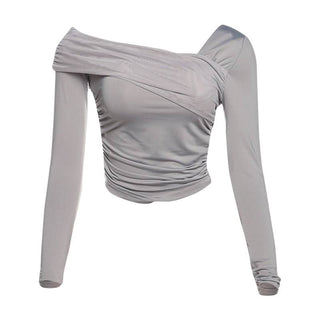 Off shoulder long sleeve ruched top