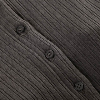 Long sleeve turnover collar halter button 2 piece top