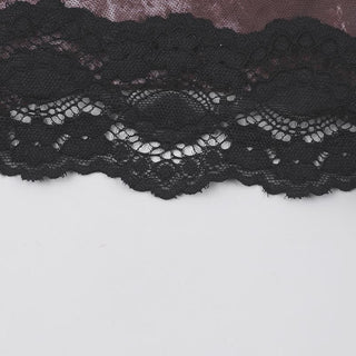 Lace hem tie dye backless contrast top