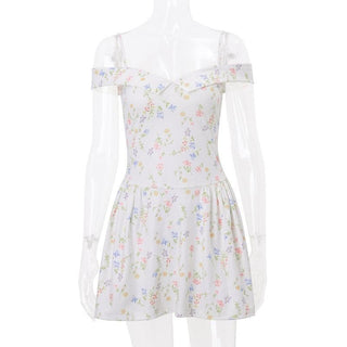 Turnover collar off shoulder zip-up cami mini dress