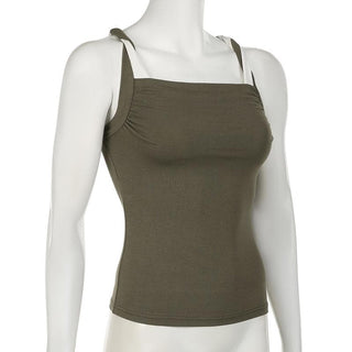 Square neck ruched o ring cami top