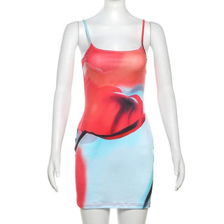 U neck contrast cami mini dress