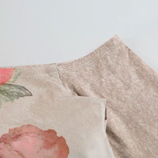 Long sleeve one shoulder flower print gradient top