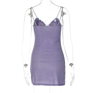 Textured solid hollow out v neck backless cut out mini dress