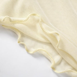 Sleeveless one shoulder ruched ruffle mesh top