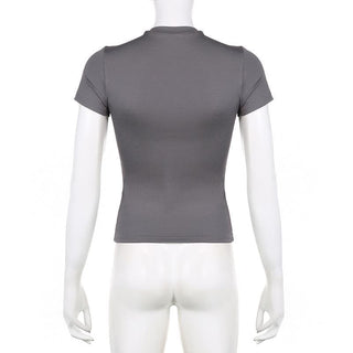 Short sleeve crewneck solid top