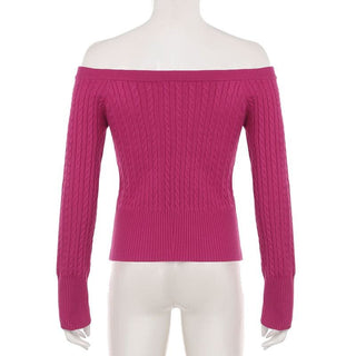 Long sleeve off shoulder solid sweater top
