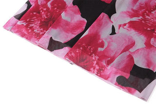 One shoulder irregular flower print cami midi dress
