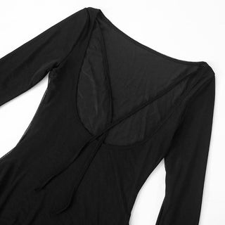 Long sleeve round neck self tie backless mini dress