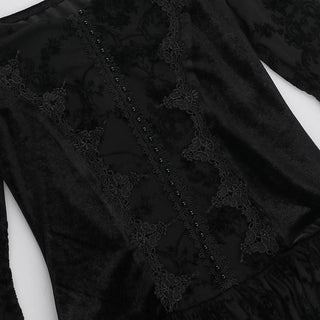 Off shoulder long flared sleeve velvet mini dress