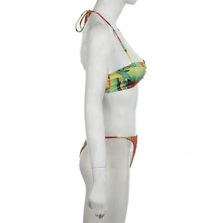 Halter fruit print o ring pant set