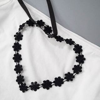 Hollow out long sleeve off shoulder self tie cut out top