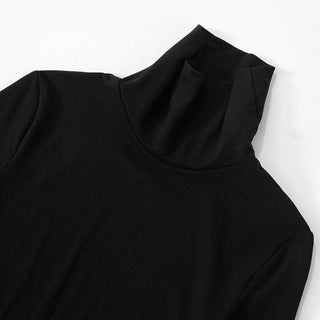 High neck long sleeve irregular solid top