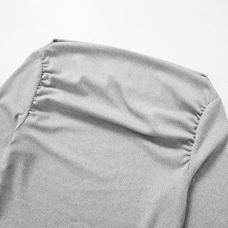 Long sleeve irregular ruched solid pant set