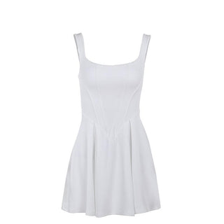 U neck bustier solid backless cami mini dress