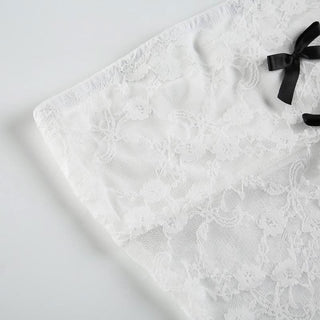 Bowknot lace slit tube top