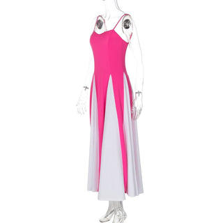 Sweetheart neck patchwork backless cami maxi dress