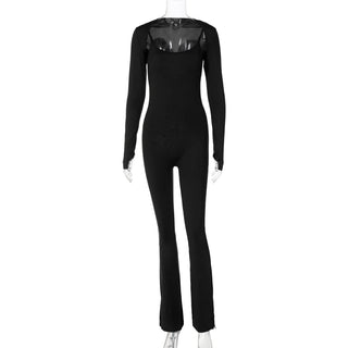 U neck long sleeve solid shrug 2 piece cami jumpsuit