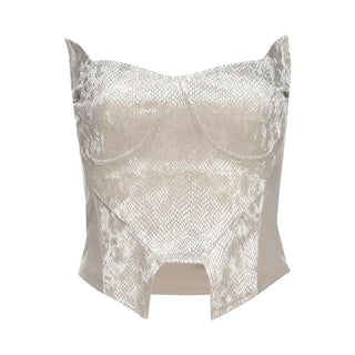 Textured solid backless tube crop top