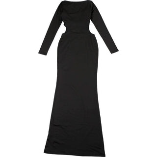 Long sleeve u neck hollow out cut out maxi dress