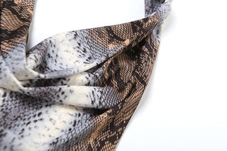 Snakeskin print halter ruched top