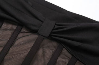 Off shoulder long sleeve mesh bowknot mini dress