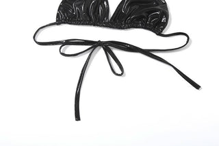 Metallic halter hollow out self tie 2 piece cut out mini dress