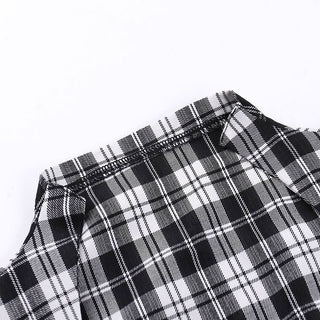 Plaid sleeveless lace up corset top