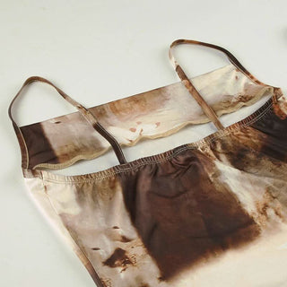 Square neck contrast flower print cami maxi dress