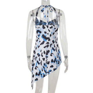 Leopard print halter mini dress