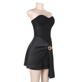 Sweetheart neck bustier metal applique tube mini dress
