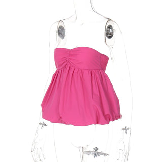 Ruched backless solid tube top